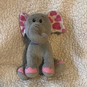 Gray Elephant Plush with Pink Accents